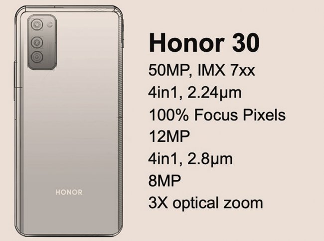 Схема Honor 30 и характеристики указывают на 50-Мп камеру, как в Huawei P40 - «Новости сети»
