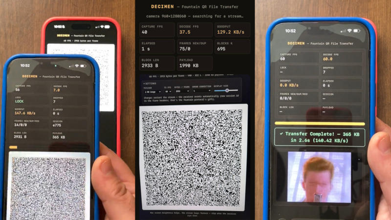 Разработана технология передачи данных через быструю смену QR-кодов — 60 FPS обеспечивают до 190 Кбайт/с - «Новости сети»